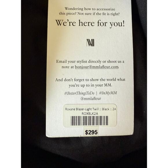 NWT M.M. LAFLEUR The Roxane Blazer - Light Twill in Black Womens Size +2/US 18 - Picture 10 of 14